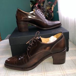 The Office of Angela Scott "Miss Button" Shiny Derby Mid-Heel Oxfords
